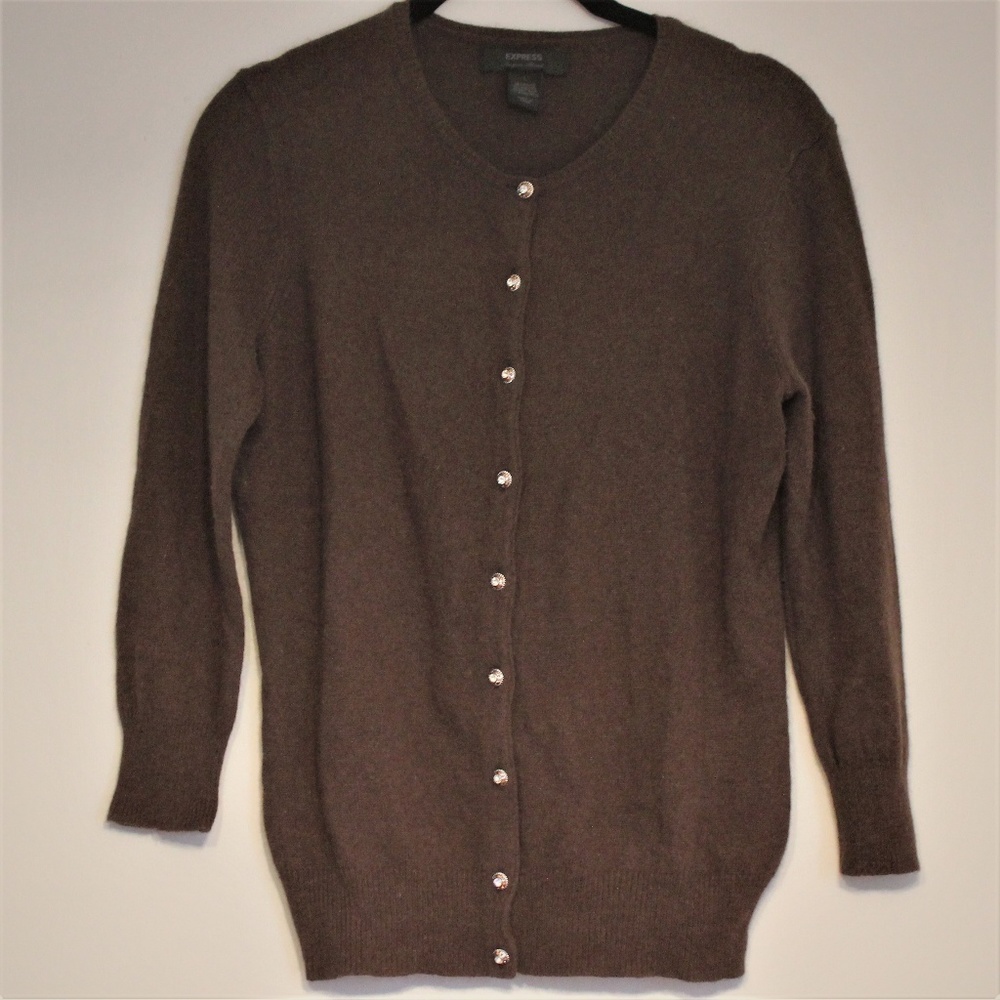 Express Angora & Lamb Soft Wool Button-Up Cardigan